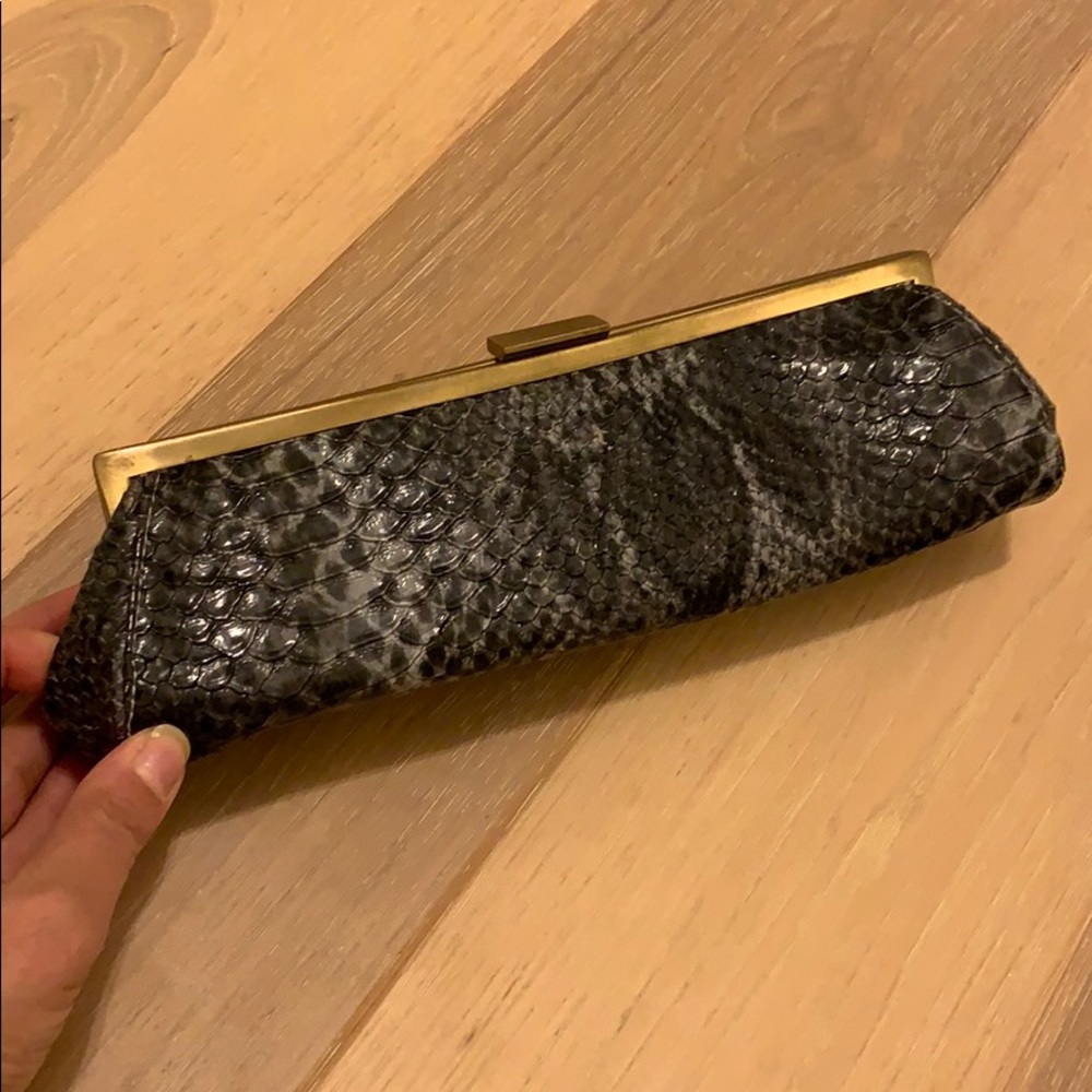Faux Snakeskin Clutch